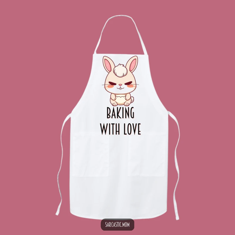 Funny Rabbit Mom Stern Love Apron: Cook with Care and Authority