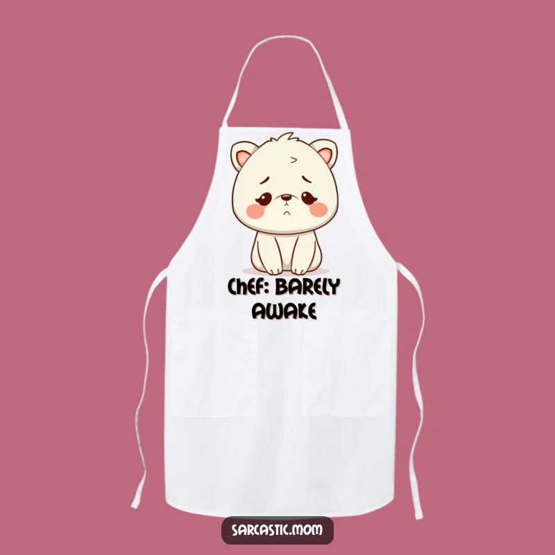 Funny Kawaii Mom Exhausted Smile Apron - Kitchen Warrior Mom Gift