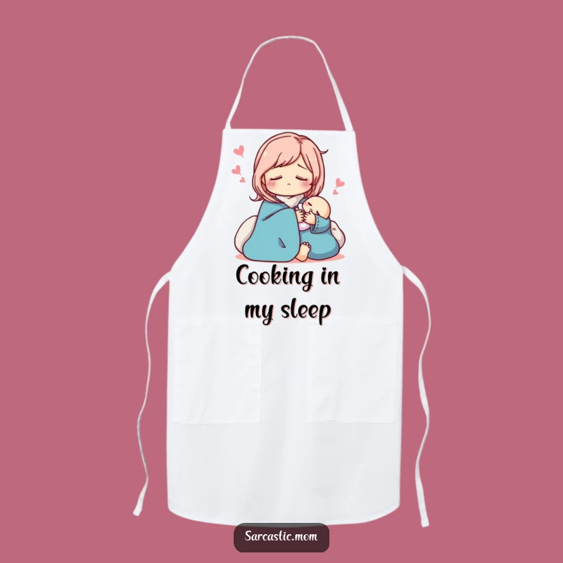 Funny Sarcastic Mom Apron: Pretend Sleep Kitchen Duty, Hilarious Parent Wear