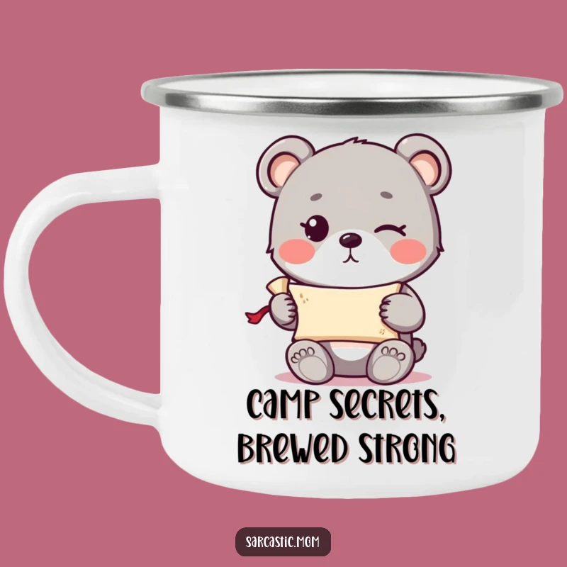Funny Bear Cub Scroll Camping Mug - Winking Outdoors, Rugged Gift!