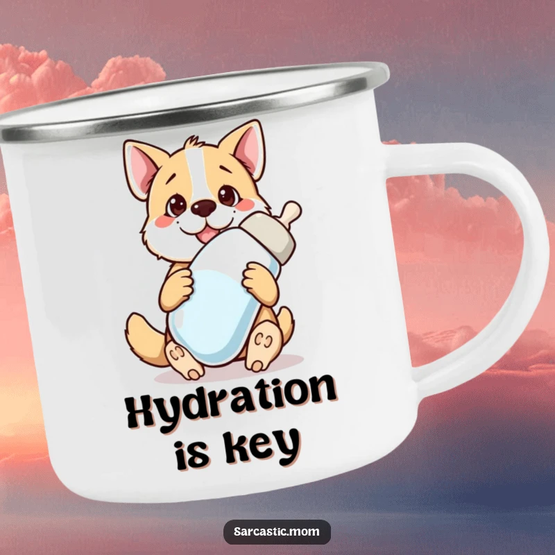 Funny dog mom giant baby bottle camping mug, durable and portable, for humorous outdoor pet adventures.