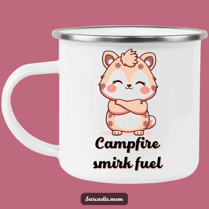 Funny Kawaii Mom Camping Mug: Crossed Arms Smirk - Outdoor Authority Gift