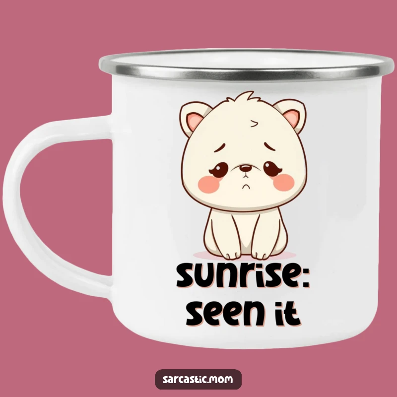 Funny Kawaii Mom Exhausted Smile Camping Mug - Outdoor Mom Life Gift