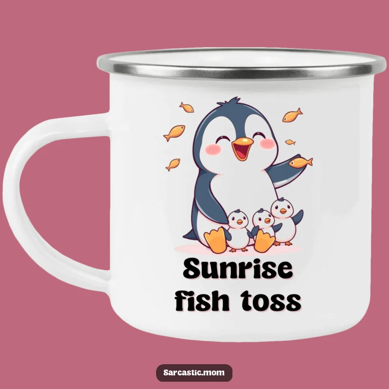 Funny Penguin Mom Camping Mug: Adorable Juggling Mom Gear for Outdoors