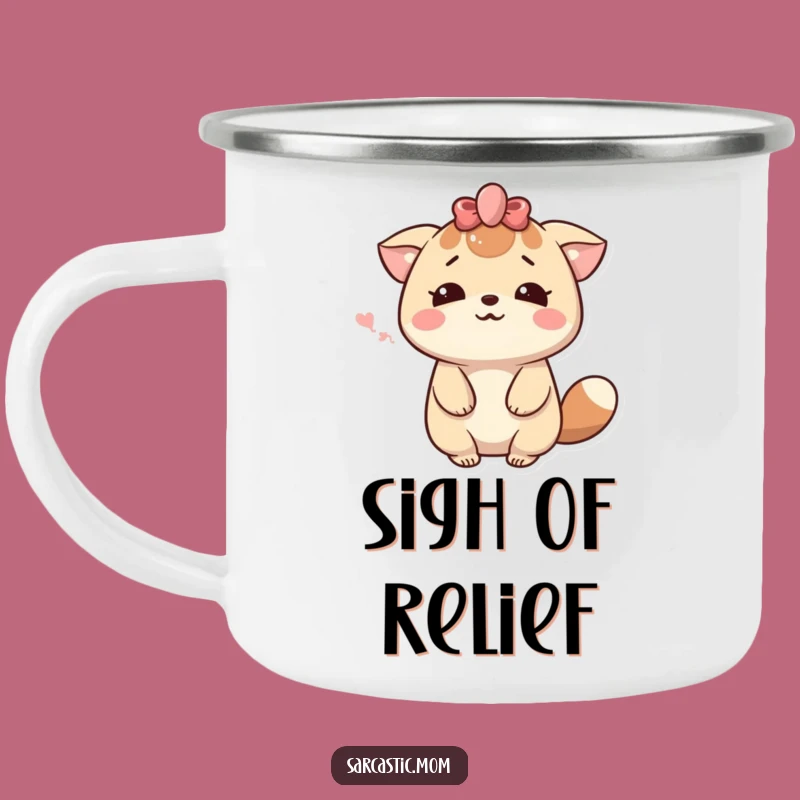 Funny Kawaii Mom Sigh Camping Mug - Hilarious Sips for Dramatic Moms!