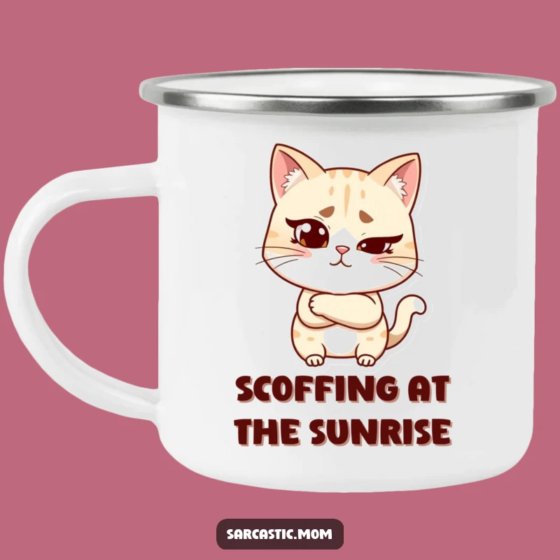 Skeptical Adventure Funny Cat Mom Camping Mug: Sip with Sass!