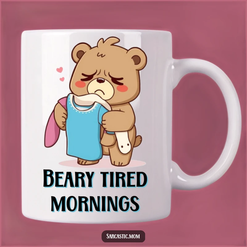 Funny Grumpy Bear Mom Mug: Laundry Day Sighs for Exhausted Mothers