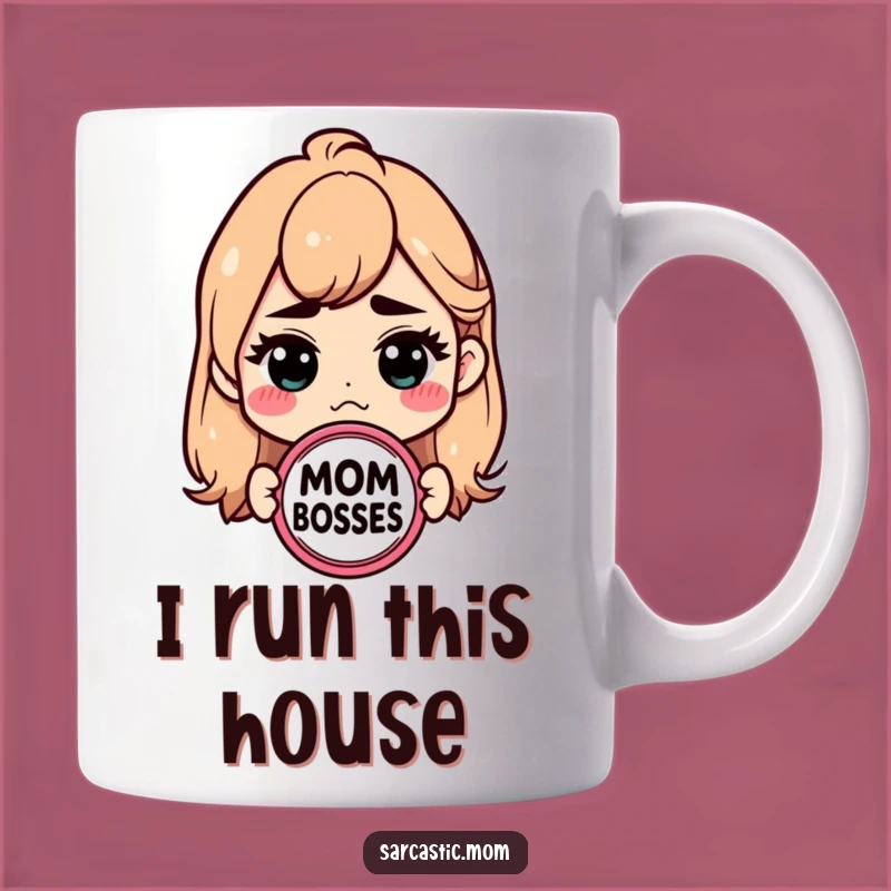 Funny Mom Boss Mug: Sarcastic Mom Badge Holder, Perfect Humorous Gift for Her