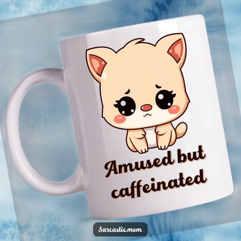 Funny Kawaii mother animal character with an unimpressed yet amused expression, perfect for a coffee mug.