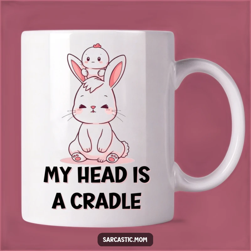 Funny Bunny Mom Balancing Baby Head Mug - Hilarious Mom Gift Idea