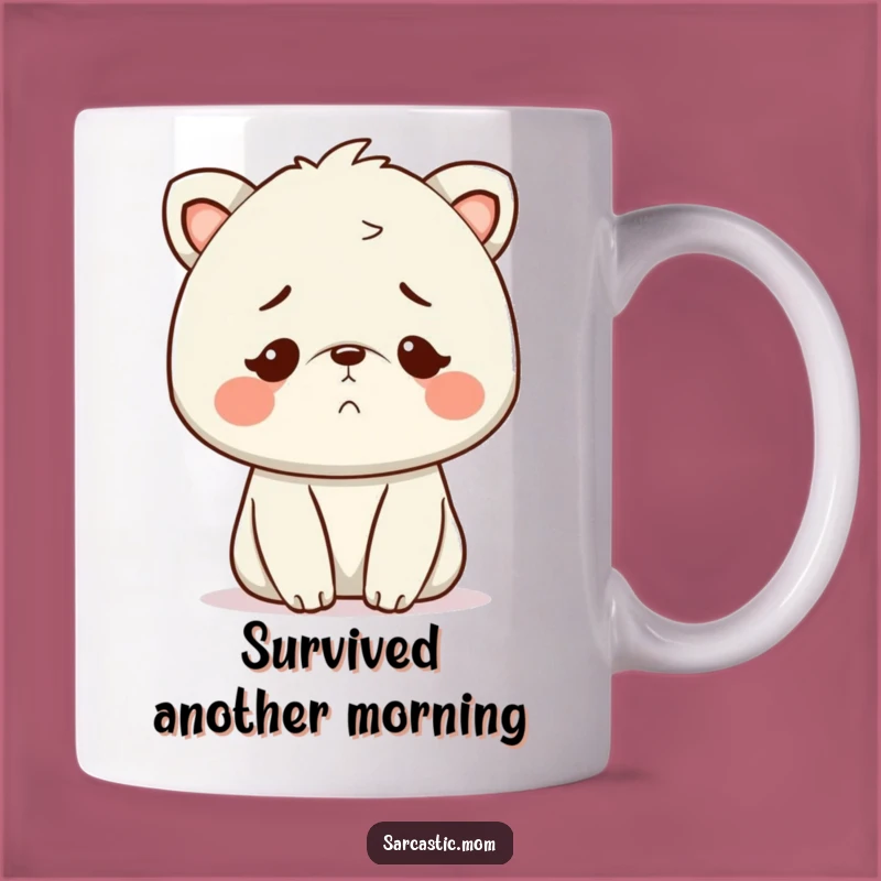 Funny Kawaii Mom Exhausted Smile Mug - Knowing Mom Life Gift