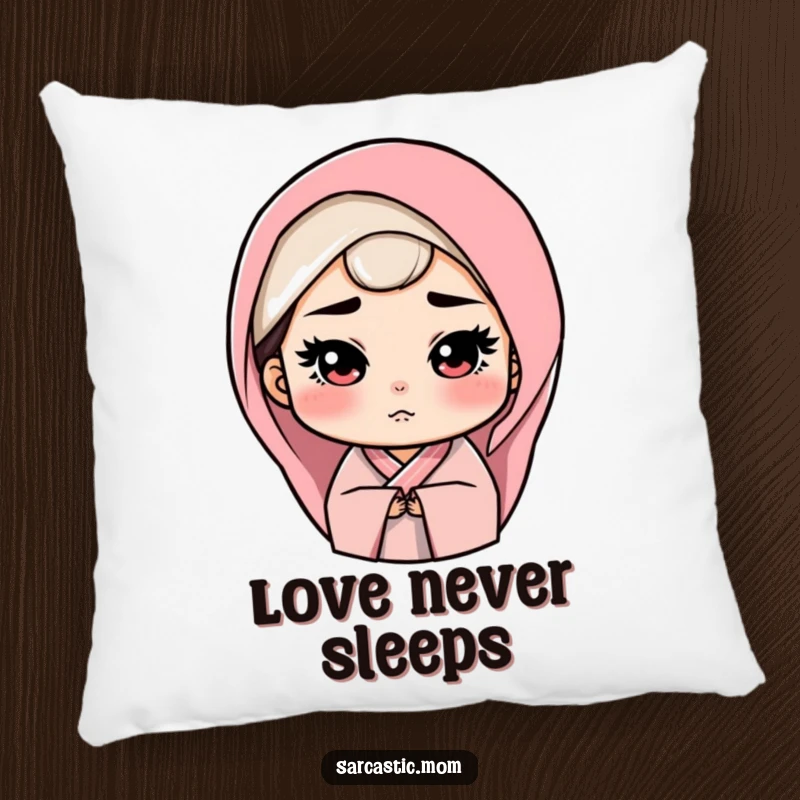 Funny Pillow depicting a mother figure's stern yet loving gaze, providing comfort with a humorous touch of maternal authority.