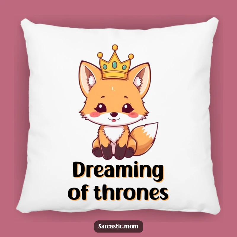 Funny Fox Cub Crown Pillow - Cozy Royal Comfort for Your Home