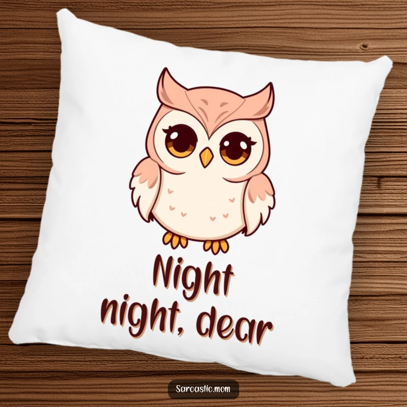 Funny and soft pillow featuring an owl mom with expressive wide eyes and a pursed beak. Perfect for adding humor and comfort to any room.