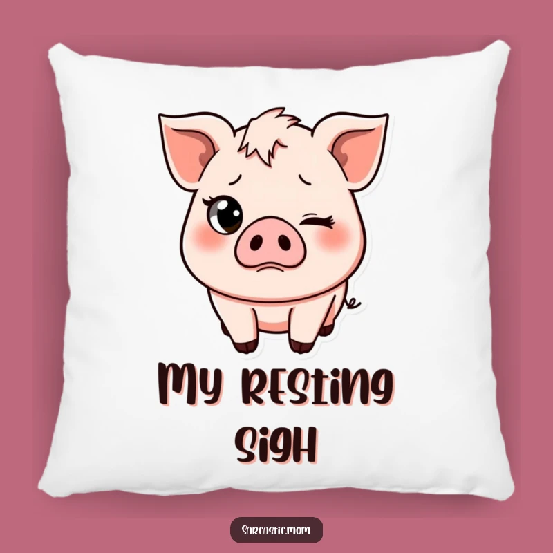 Funny Pig Mom Pillow: Soft Eye-Rolling Cushion, Cozy Decorative Humorous Gift