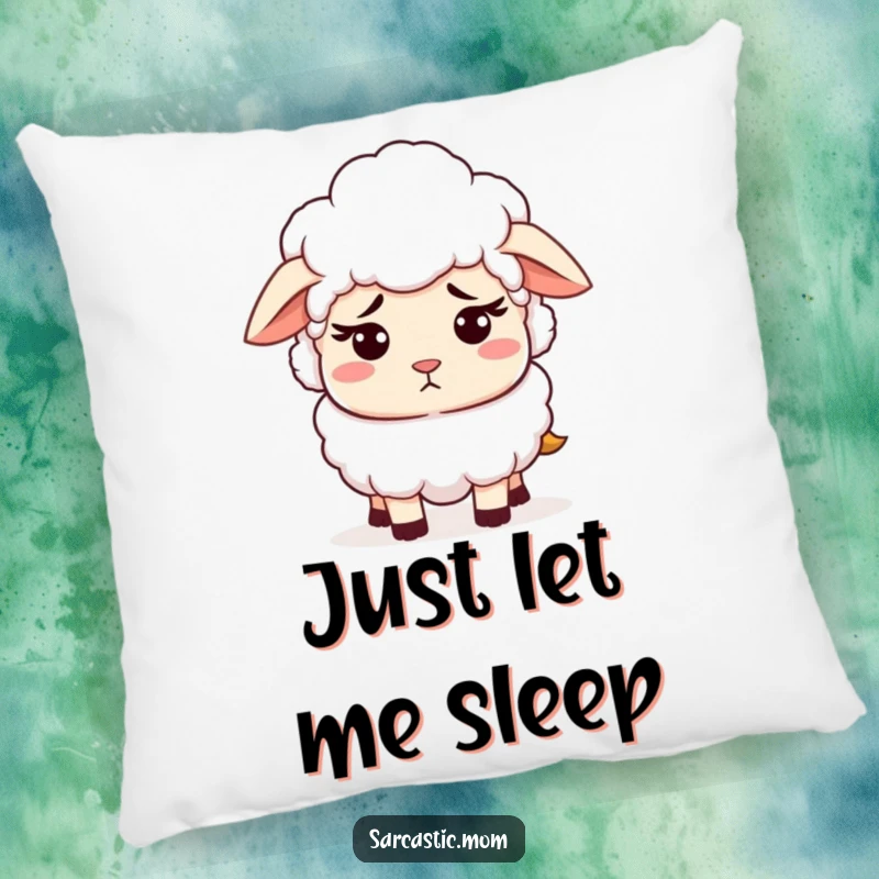 Funny and soft pillow featuring a sheep mom character with a patient but exasperated expression. Perfect for adding comfort and gentle humor.