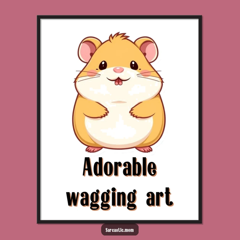 Funny Hamster Mom Digital Art: Tiny Chin Wag Print Gift