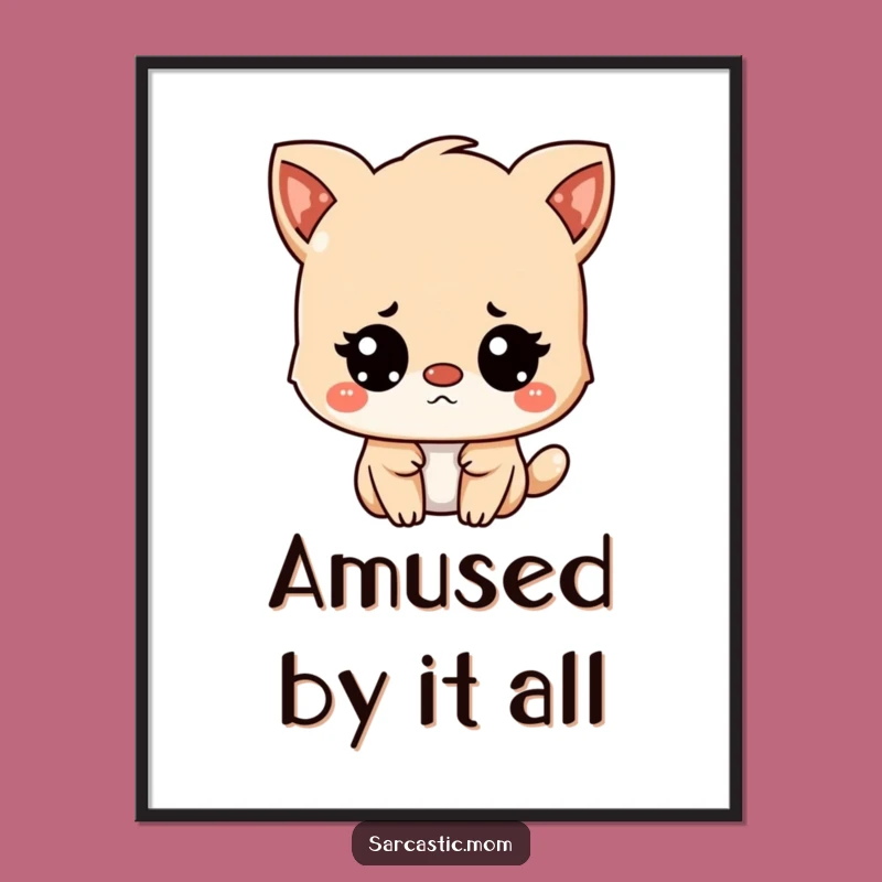 Funny Unimpressed Kawaii Animal Digital Art: Instant Cute Sarcasm Gift
