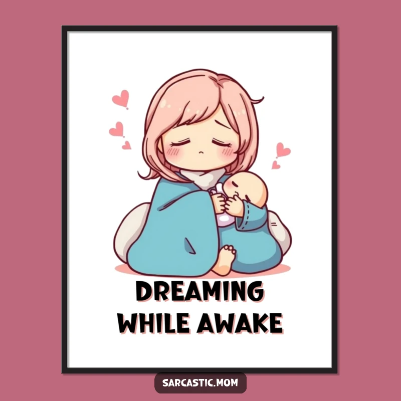 Funny Sarcastic Mom Digital Print: Pretend Sleep Art, Instant Hilarious Parent Download