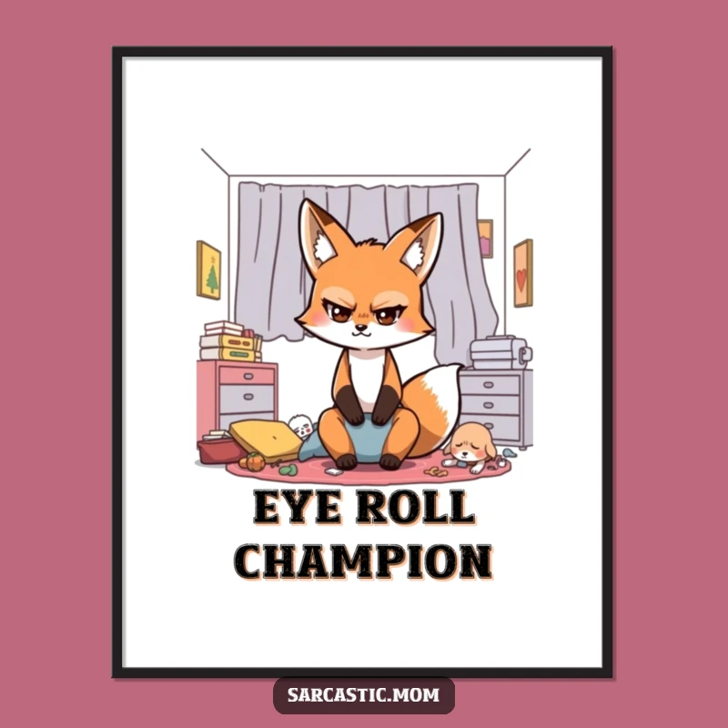 Funny Sarcastic Fox Mom Digital Art: Instant Eye-Rolling Wall Decor