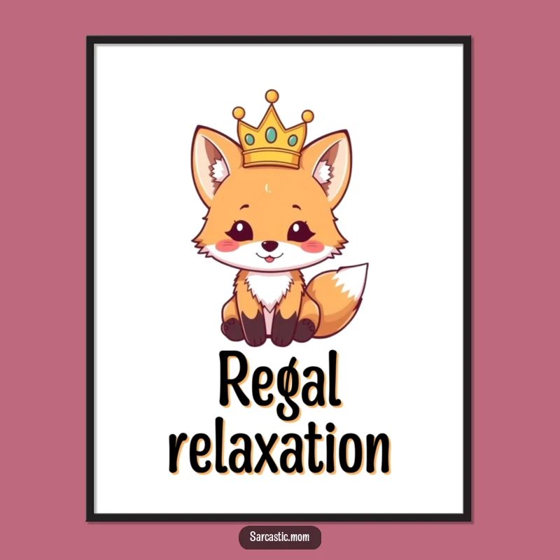 Funny Fox Cub Crown Digital Art - Printable Regal Whimsy