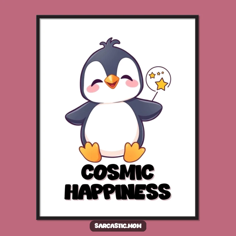 Funny Penguin Star Digital Art - Printable Whimsical Joy