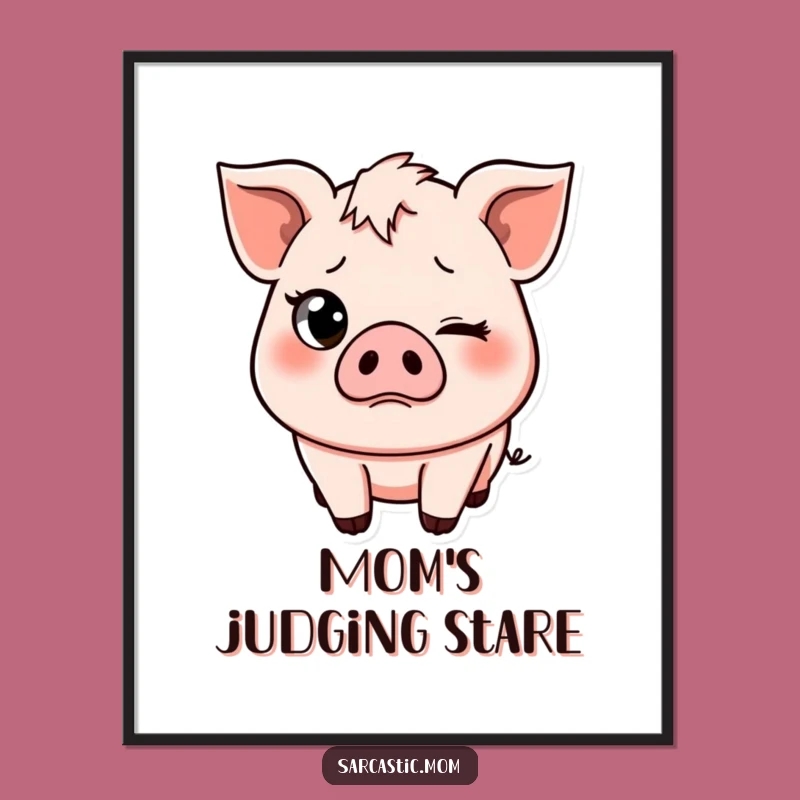 Funny Pig Mom Digital Art: Eye-Rolling Printable, Instant Humorous Decor