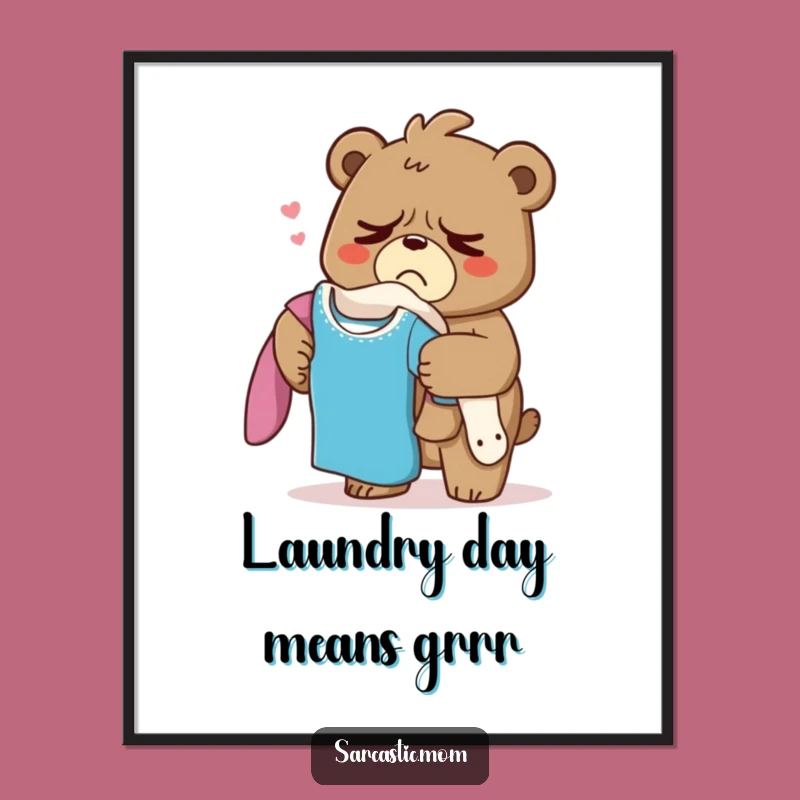 Funny Grumpy Bear Mom Digital Art: Instant Sighs for Your Wall