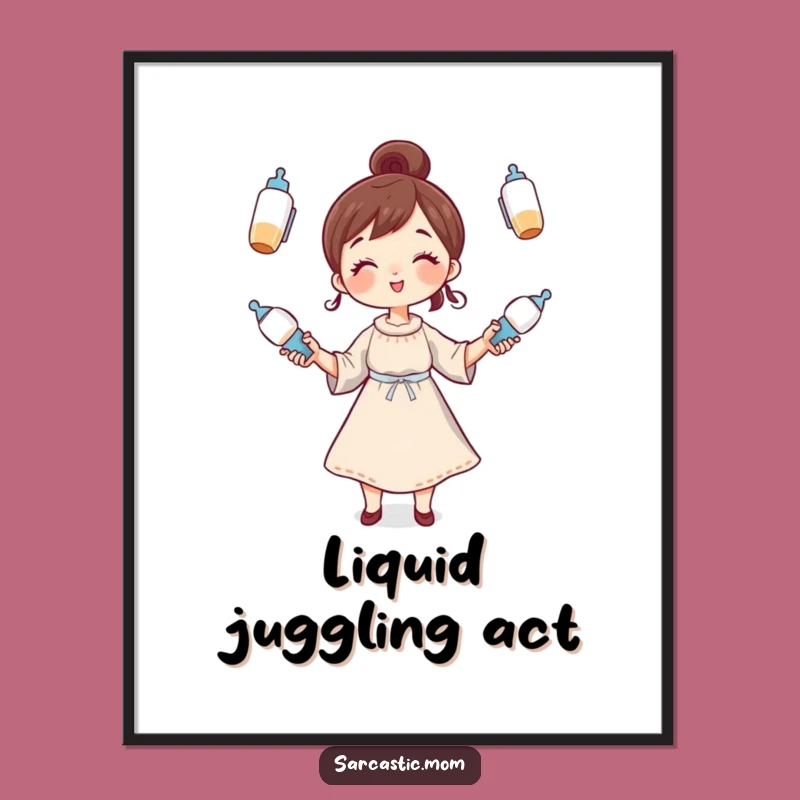 Funny Mom Digital Art: Instant Whimsical Juggling Parent Decor