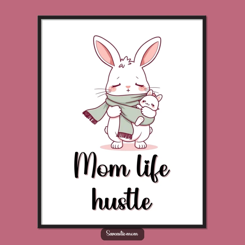 Printable Funny Bunny Mom Baby Sling Scarf Art - Instant Hilarious Decor