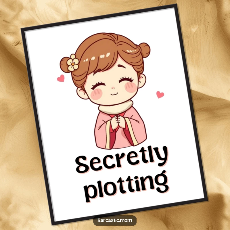 Funny Digital Art Print of a winking mother figure, perfect for printable wall decor, conveying warmth, secrets, and humor.