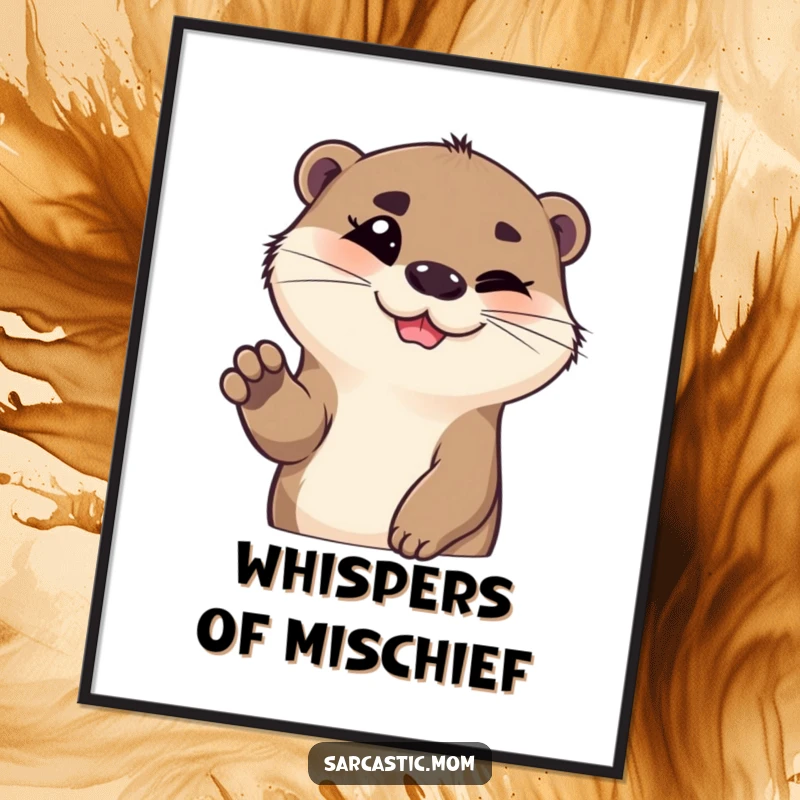 Funny otter digital art print, featuring a raised eyebrow and paw, ready for framing with sassy charm. A downloadable funny gift.