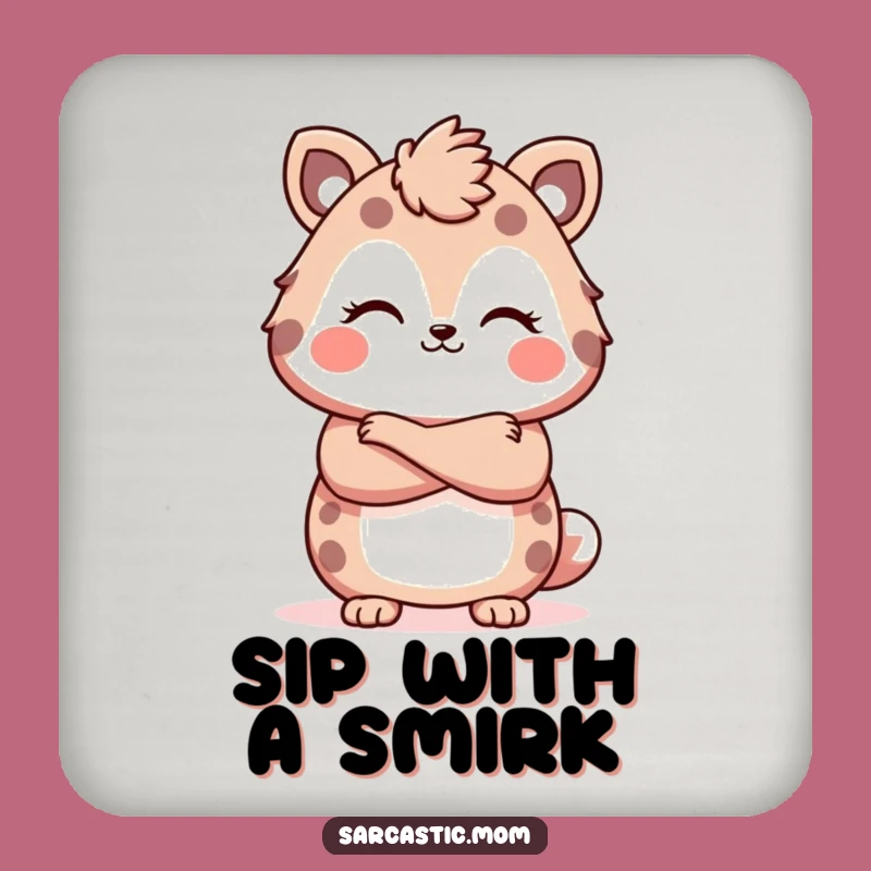 Funny Kawaii Mom Coasters: Crossed Arms Smirk - Sassy Surface Protection Gift