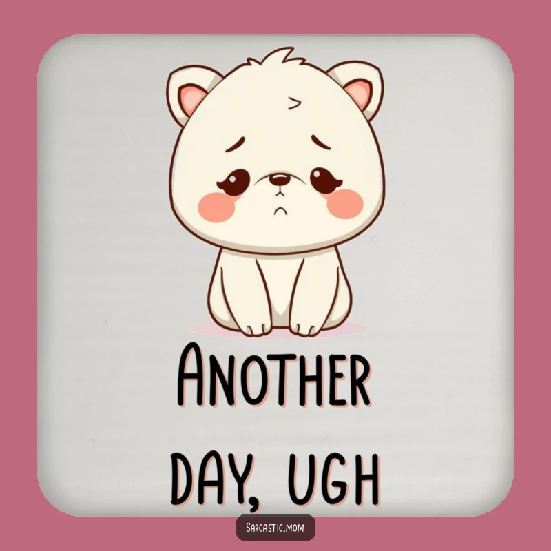 Funny Kawaii Mom Exhausted Smile Coaster - Protect Surfaces Mom Gift