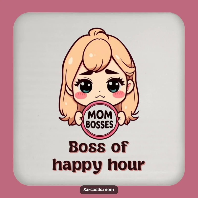 Funny Mom Boss Coasters: Sarcastic Badge Protection, Hilarious Gift Set for Her