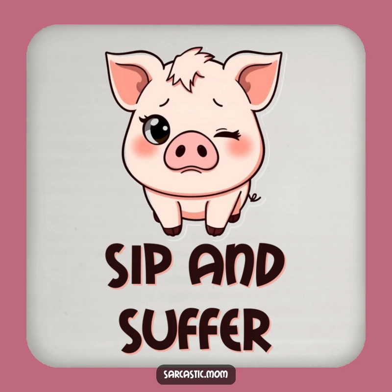 Funny Pig Mom Coasters: Eye-Rolling Set, Protect Surfaces with Humorous Style