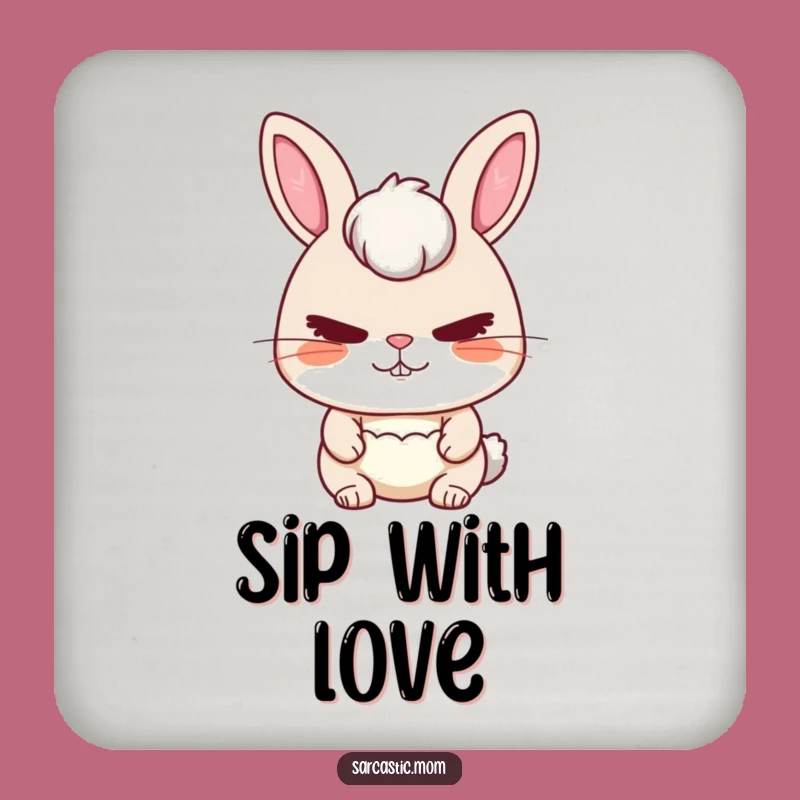 Funny Rabbit Mom Stern Love Coaster: Protect Your Surfaces with Care