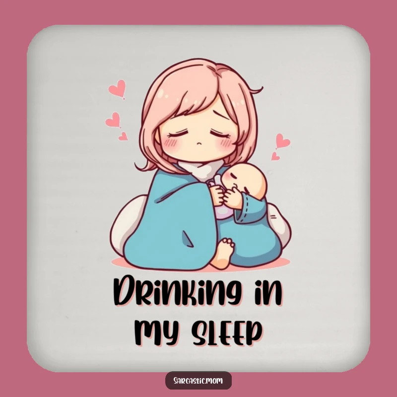 Funny Sarcastic Mom Coasters: Pretend Sleep Protection, Hilarious Gift Set for Parents