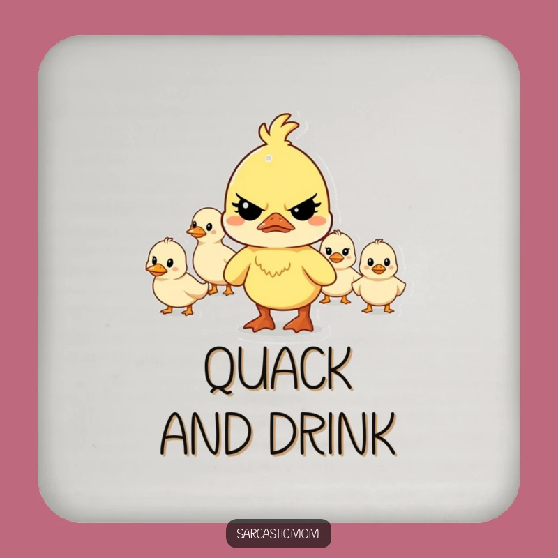 Funny Mother Duck Leading Coaster Set: Protect Surfaces with Hilarious Bird Charm, Gift!
