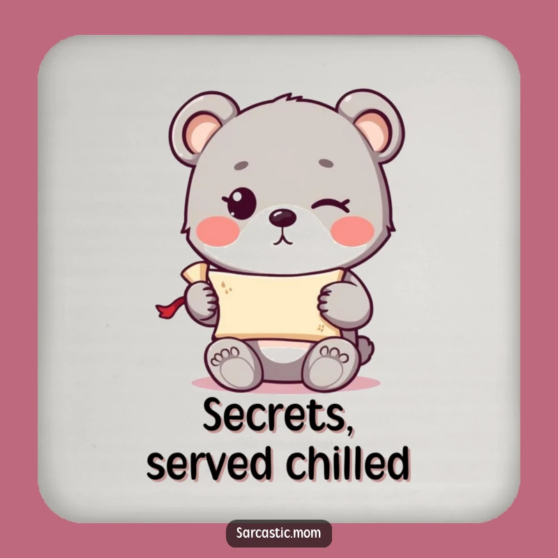 Funny Bear Cub Scroll Coaster Set - Winking Protection, Chic Gift!