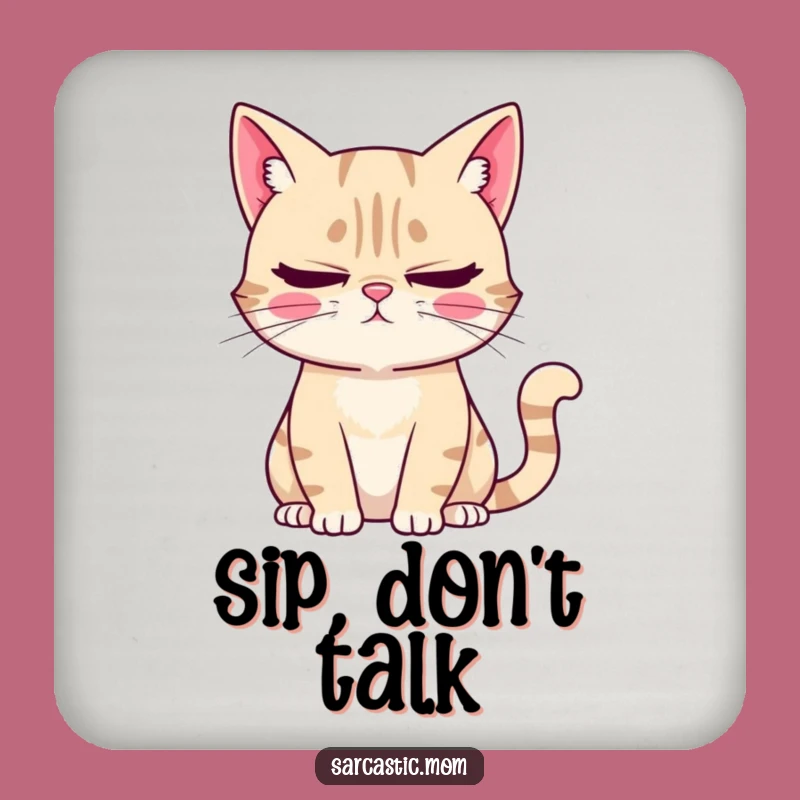 Funny Cat Mom Drink Coasters: Sarcastic Kitty Mom Decor, Eye-Roll
