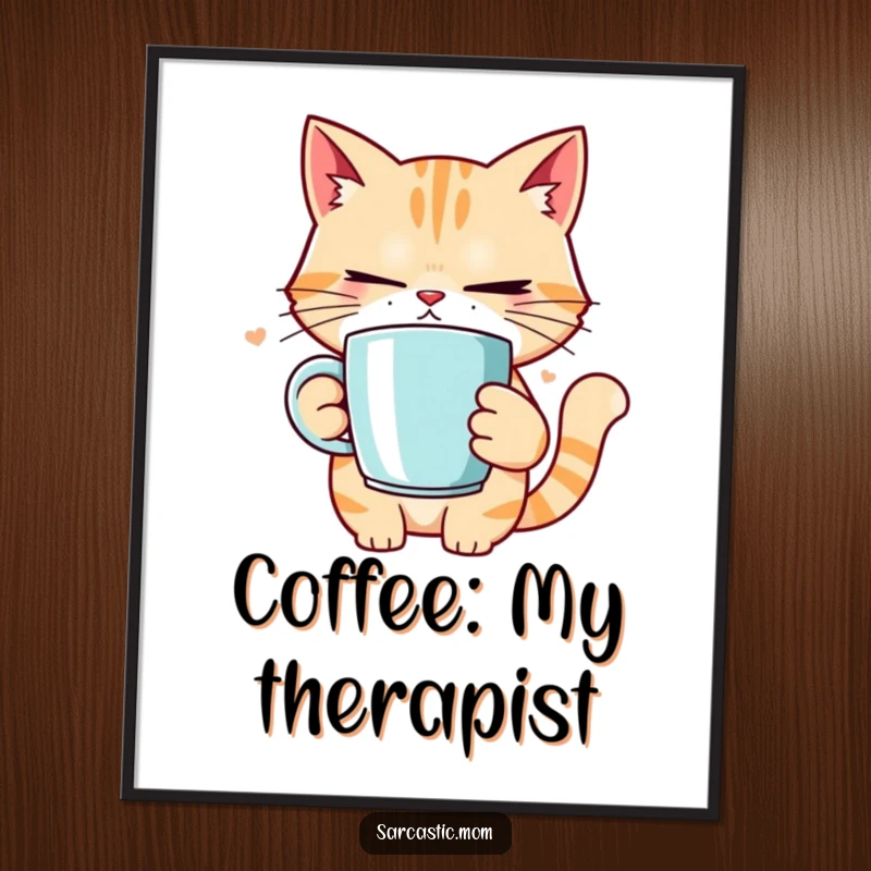 Funny cat mom rolling eyes poster art, capturing a moment of humorous exasperation with feline companionship.