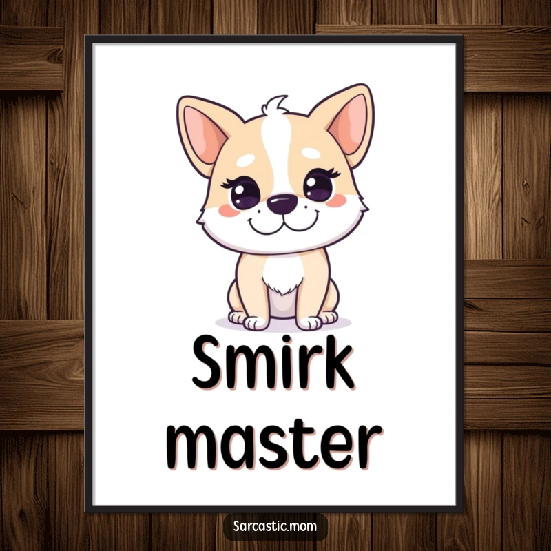 Funny Dog Mom Poster featuring a dog mom character with a knowing smirk, adding a humorous touch to decor.