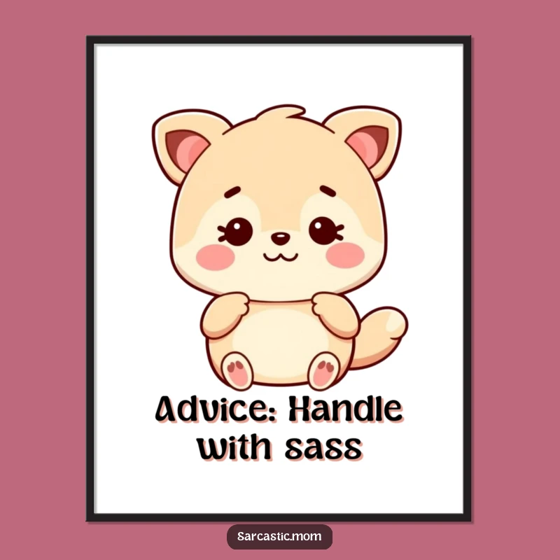 Funny Kawaii Mom Animal Poster - Sarcastic Advice Wall Art Gift