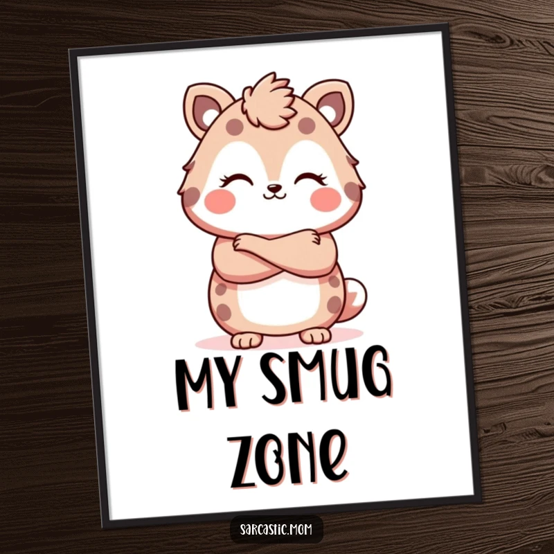 Funny Kawaii mother animal poster, with arms crossed and a smirk, perfect for sassy wall decor, a wonderful funny gift.