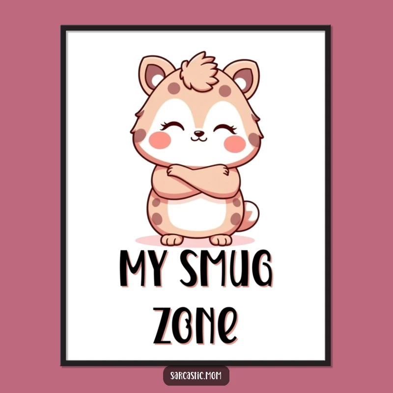 Funny Kawaii Mom Poster: Crossed Arms Smirk Art - Sassy Decor Gift