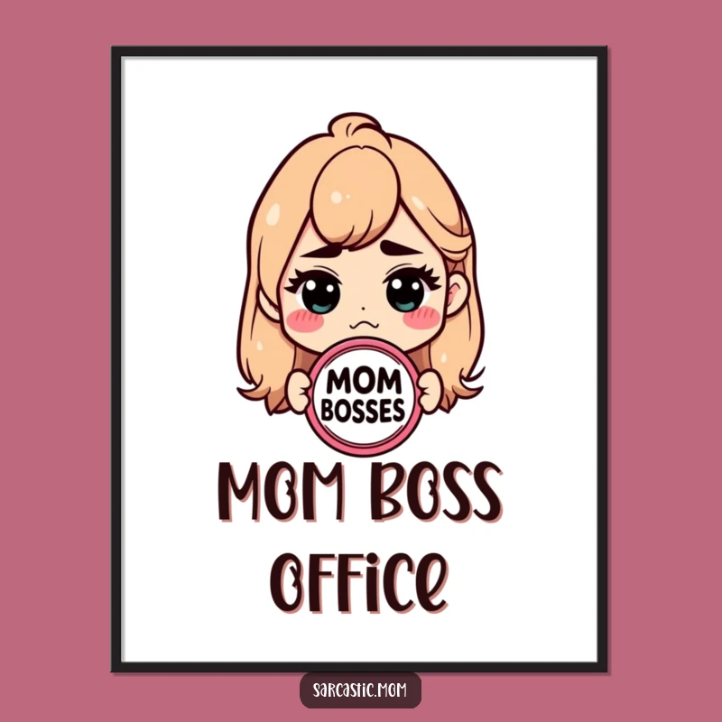 Funny Mom Boss Poster: Sarcastic Badge Art, Hilarious Wall Decor for the Leader