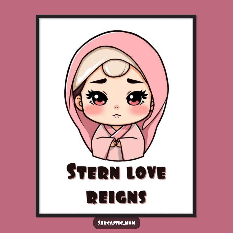 Funny Mom Poster: Stern Loving Gaze Mother Figure Wall Art for Gift