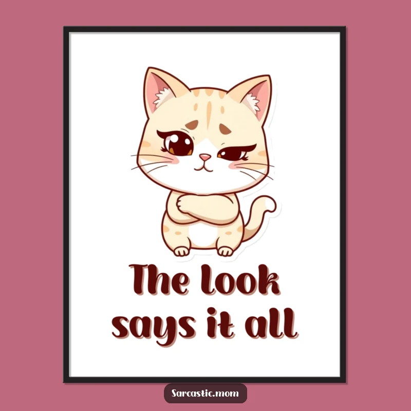 Funny Skeptical Cat Mom Poster: Judgmental Charm for Your Walls!