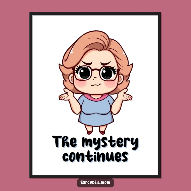 Funny Sarcastic Mom Poster: Shrugging Smirk Art, Hilarious Wall Decor Gift for Her